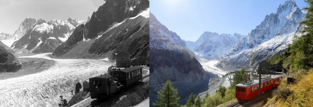 Glaciers showing retreat due to climate change