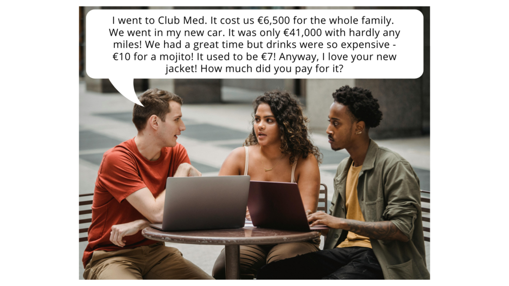 Image of friends disussing money