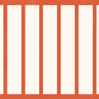 Illustration graphique minimaliste, fond blanc cassé. avec barreau de prison #d8614b