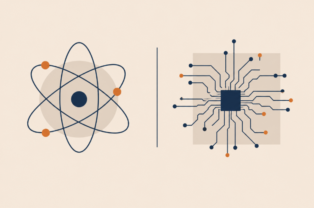 Atome et circuit imprimé stylisés