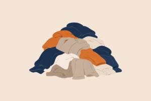 Une pile de vêtements, design minimaliste