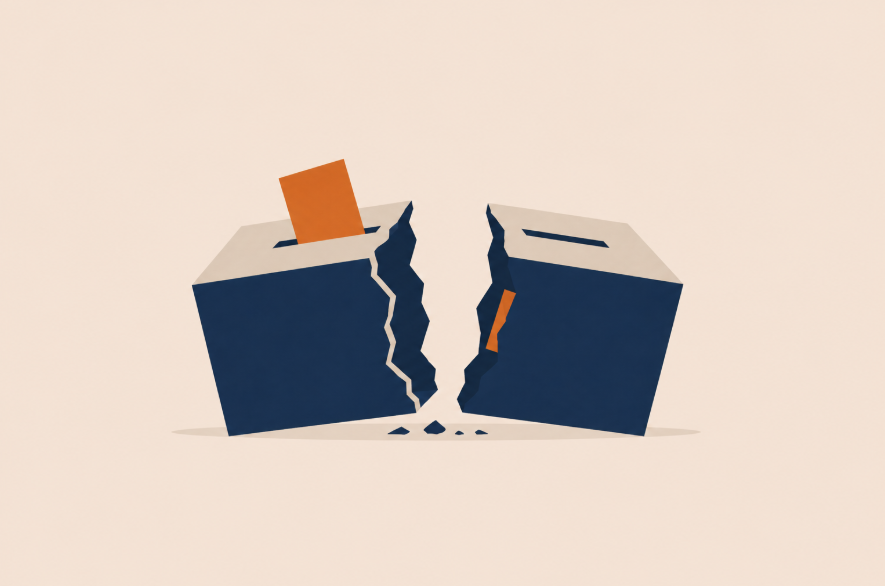 Bulletin de vote cassé en deux
