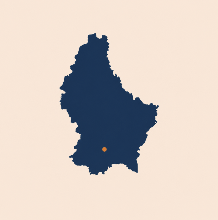 Illustration minimaliste de la carte du Luxembourg pour parler de la réduction fiscale des dons.