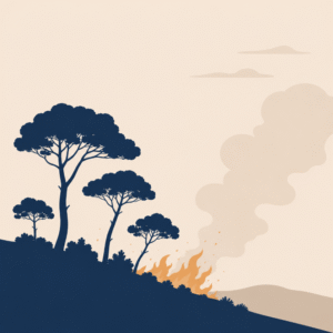 Illustration incendie forêt de pins discussion sur les actions climatiques