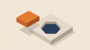 Illustration of a square block that doesn't fit a hexagon-shaped hole, symbolizing mismatched giving.